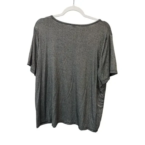 Old Navy XL Luxe Shimmery Black and Silver V Neck Short Sleeve Top - Picture 3 of 6